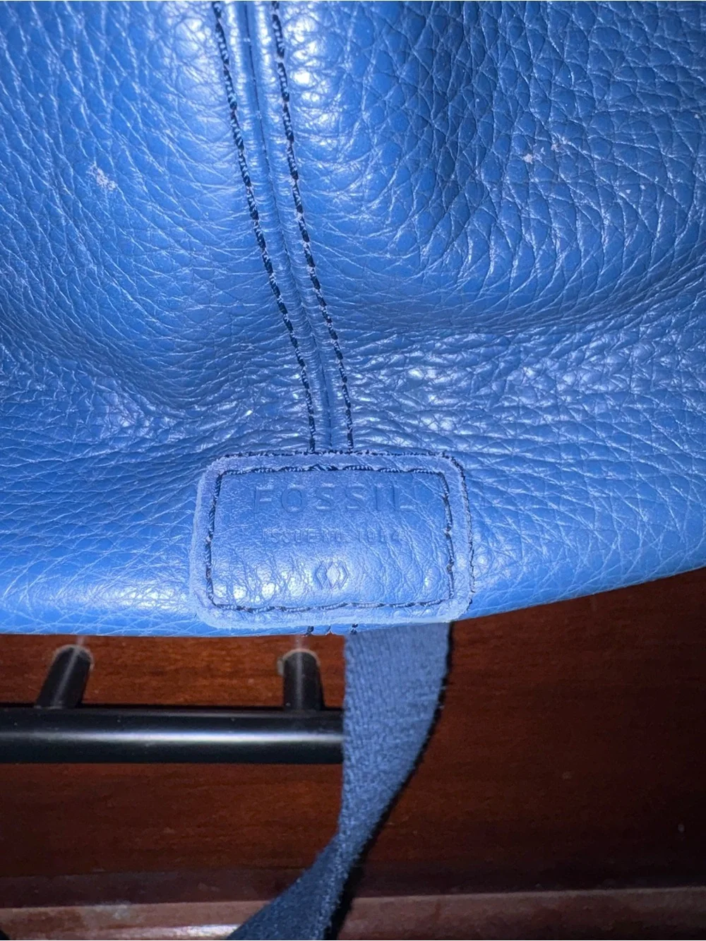 Fossil Blue Pebbled Leather Hobo with Front Zips